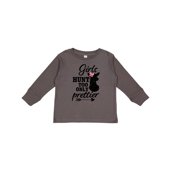 Inktastic Hunting Girls Hunt Too Only Prettier with Doe and Arrow Girls Long Sleeve Toddler T-Shirt