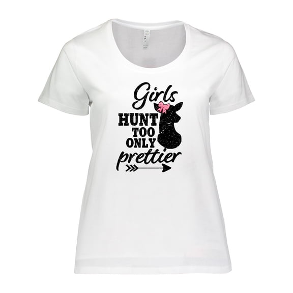 Inktastic Hunting Girls Hunt Too Only Prettier with Doe and Arrow Women's Plus Size T-Shirt
