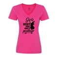 thumbnail image 1 of Inktastic Hunting Girls Hunt Too Only Prettier with Doe and Arrow Women's V-Neck T-Shirt, 1 of 5