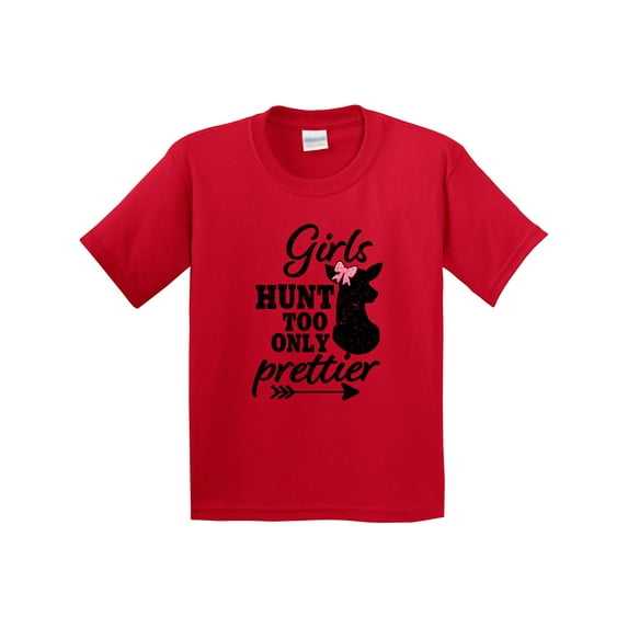 Inktastic Hunting Girls Hunt Too Only Prettier with Doe and Arrow Youth T-Shirt