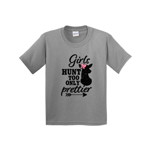 Inktastic Hunting Girls Hunt Too Only Prettier with Doe and Arrow Youth T-Shirt