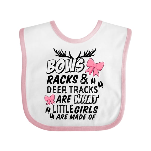Inktastic Hunting Season Bows Racks & Deer Tracks Girls Baby Bib