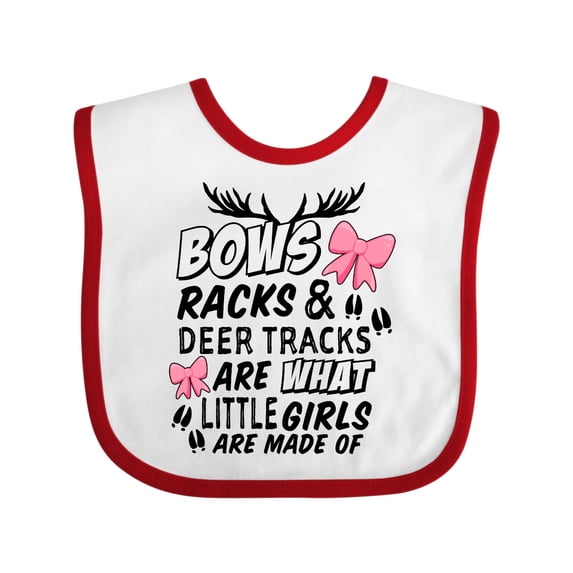 Inktastic Hunting Season Bows Racks & Deer Tracks Girls Baby Bib