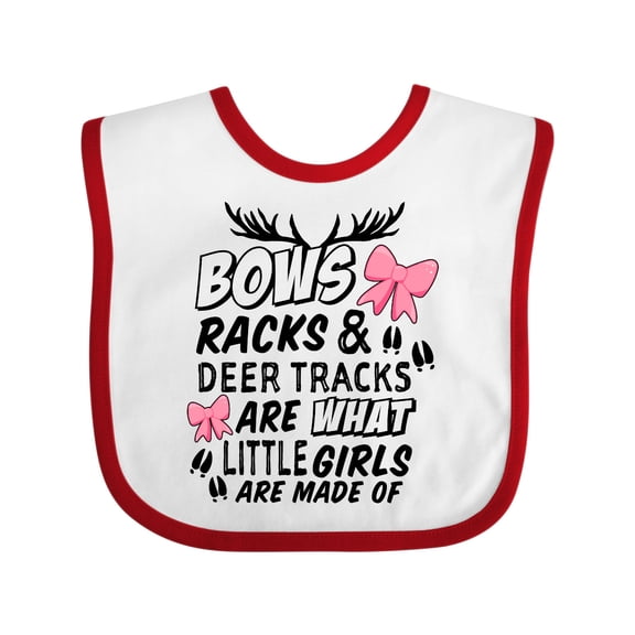 Inktastic Hunting Season Bows Racks & Deer Tracks Girls Baby Bib