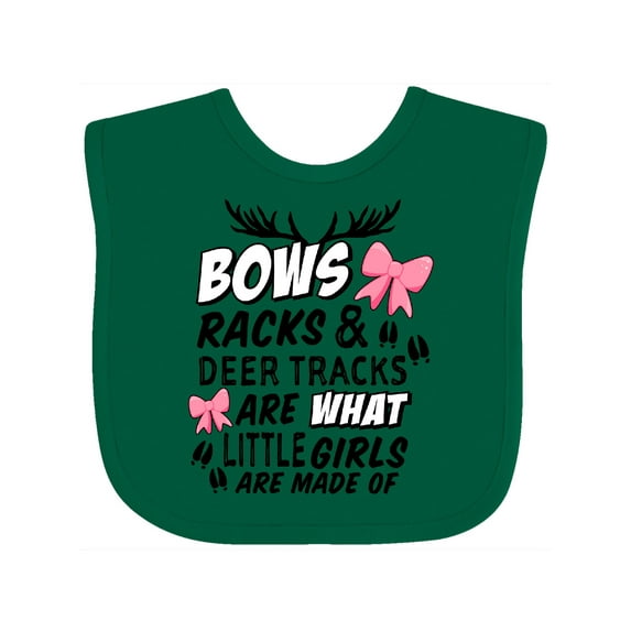 Inktastic Hunting Season Bows Racks & Deer Tracks Girls Baby Bib