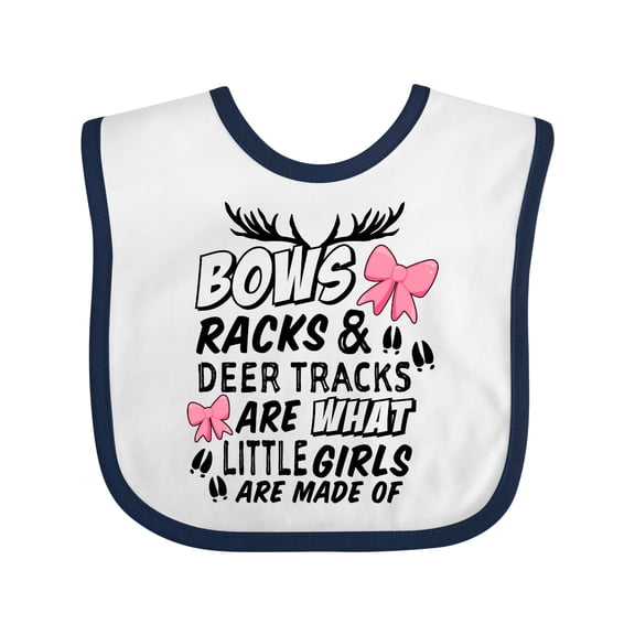 Inktastic Hunting Season Bows Racks & Deer Tracks Girls Baby Bib