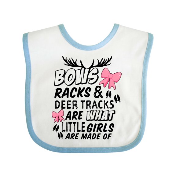 Inktastic Hunting Season Bows Racks & Deer Tracks Girls Baby Bib
