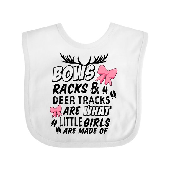 Inktastic Hunting Season Bows Racks & Deer Tracks Girls Baby Bib