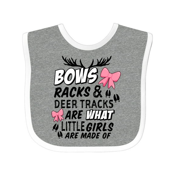 Inktastic Hunting Season Bows Racks & Deer Tracks Girls Baby Bib
