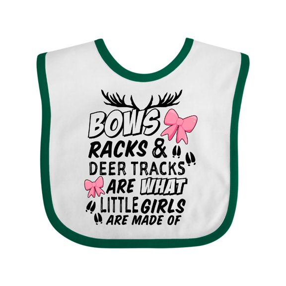 Inktastic Hunting Season Bows Racks & Deer Tracks Girls Baby Bib