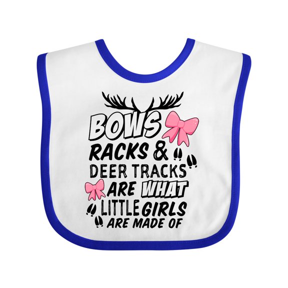 Inktastic Hunting Season Bows Racks & Deer Tracks Girls Baby Bib
