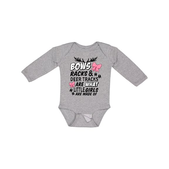 Inktastic Hunting Season Bows Racks & Deer Tracks Girls Long Sleeve Baby Bodysuit