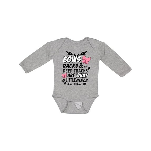 Inktastic Hunting Season Bows Racks & Deer Tracks Girls Long Sleeve Baby Bodysuit