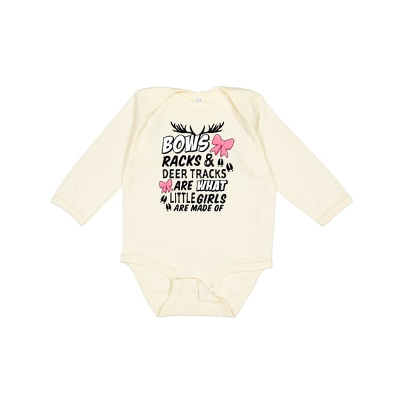 Inktastic Hunting Season Bows Racks & Deer Tracks Girls Long Sleeve Baby Bodysuit