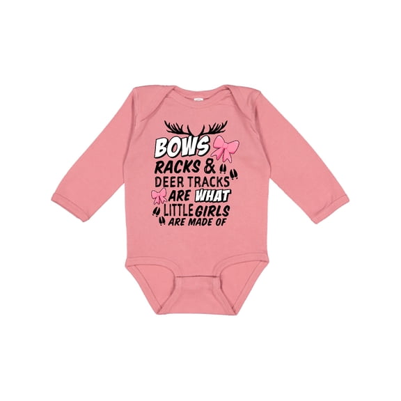 Inktastic Hunting Season Bows Racks & Deer Tracks Girls Long Sleeve Baby Bodysuit