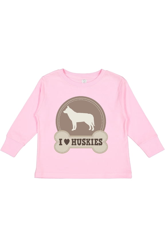 Husky Dog Gift I Love Huskies Boys or Girls Long Sleeve Toddler T-Shirt