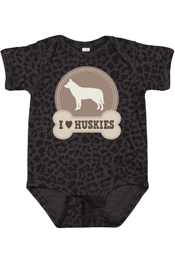 Husky Dog I Love Huskies Boys or Girls Baby Bodysuit