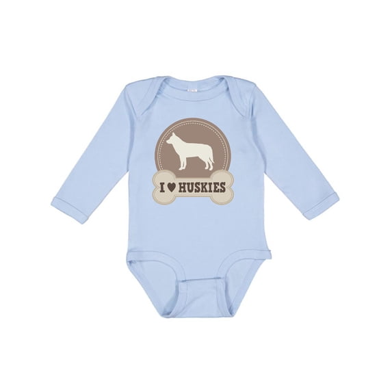 Inktastic Husky Dog I Love Huskies Boys or Girls Long Sleeve Baby Bodysuit