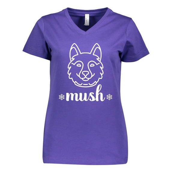 Inktastic Husky Sled Dog Mush Women's V-Neck T-Shirt
