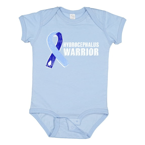 Inktastic Hydrocephalus Warrior with Light and Dark Blue Ribbon Boys or Girls Baby Bodysuit