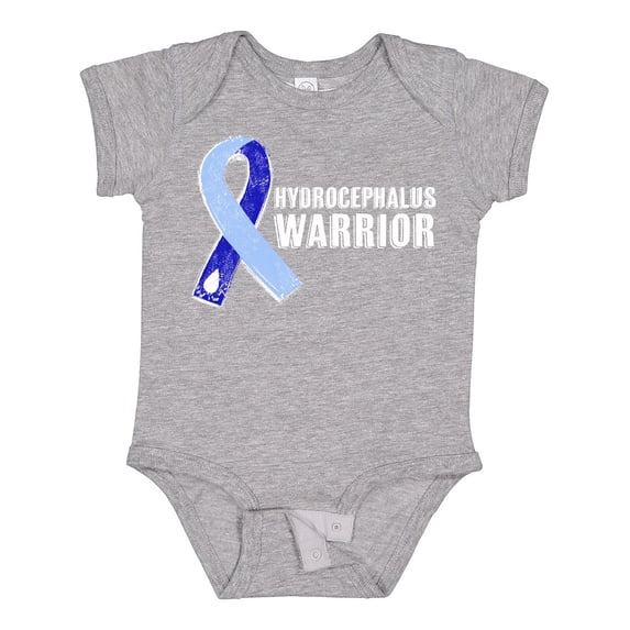 Inktastic Hydrocephalus Warrior with Light and Dark Blue Ribbon Boys or Girls Baby Bodysuit