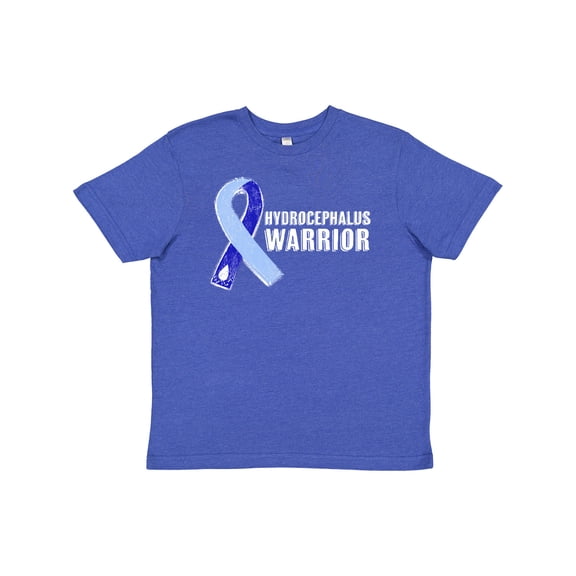 Inktastic Hydrocephalus Warrior with Light and Dark Blue Ribbon Youth T-Shirt