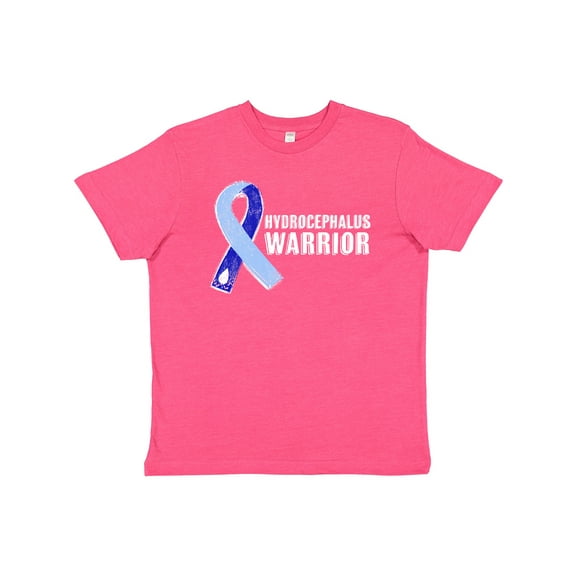 Inktastic Hydrocephalus Warrior with Light and Dark Blue Ribbon Youth T-Shirt