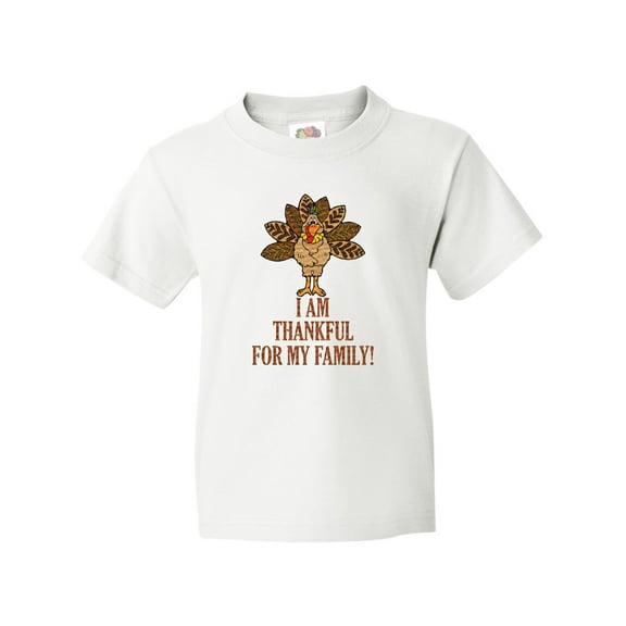 Inktastic I AM THANKFUL for MY FAMILY TURKEY THANKSGIVING Youth T-Shirt