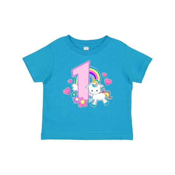 Inktastic I Am 1 Year Old with Unicorn and Hearts Girls Baby T-Shirt