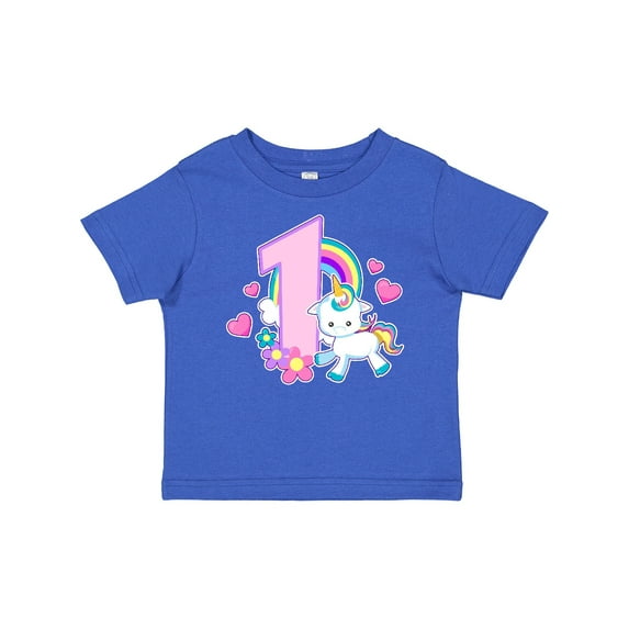 Inktastic I Am 1 Year Old with Unicorn and Hearts Girls Baby T-Shirt