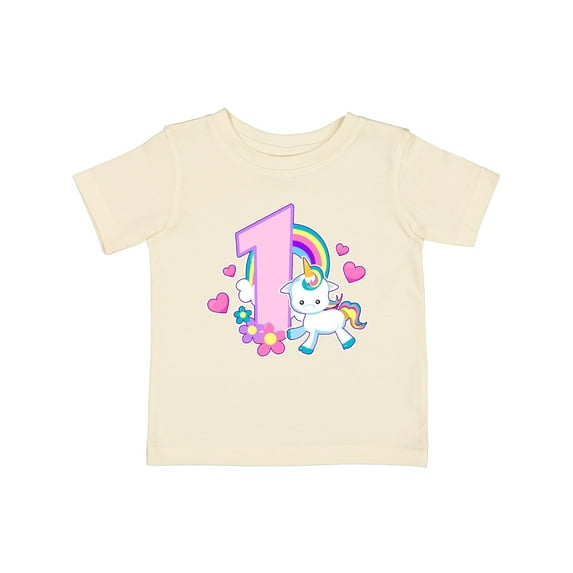Inktastic I Am 1 Year Old with Unicorn and Hearts Girls Baby T-Shirt