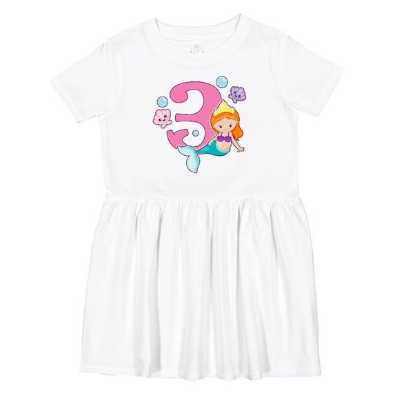 Inktastic I Am 3 Years Old Birthday with Mermaid Girls Toddler Dress