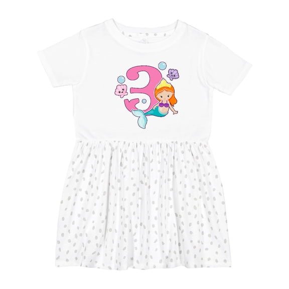 Inktastic I Am 3 Years Old Birthday with Mermaid Girls Toddler Dress