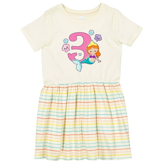Inktastic I Am 3 Years Old Birthday with Mermaid Girls Toddler Dress