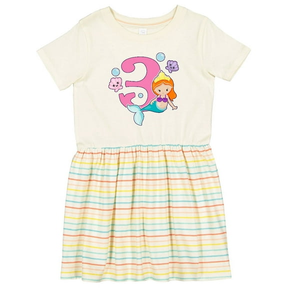 Inktastic I Am 3 Years Old Birthday with Mermaid Girls Toddler Dress