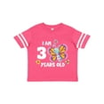 thumbnail image 1 of Inktastic I Am 3 Years Old Cute Smiling Butterfly with Flowers Girls Toddler T-Shirt, 1 of 5