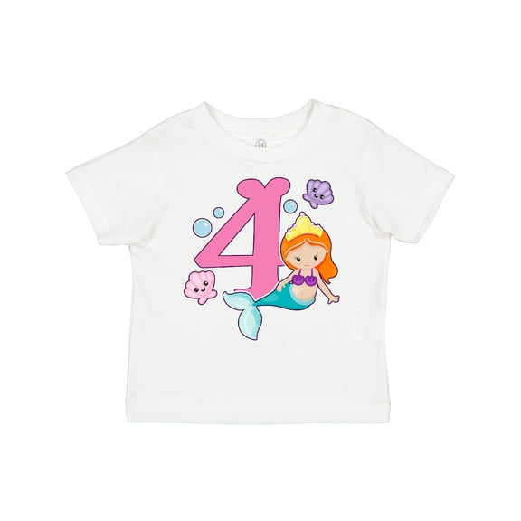Inktastic I Am 4 Years Old Birthday with Mermaid Girls Toddler T-Shirt