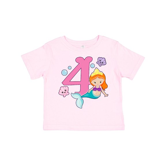 Inktastic I Am 4 Years Old Birthday with Mermaid Girls Toddler T-Shirt