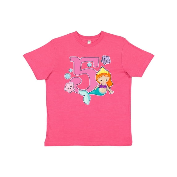 Inktastic I Am 5 Years Old Birthday with Mermaid Youth T-Shirt