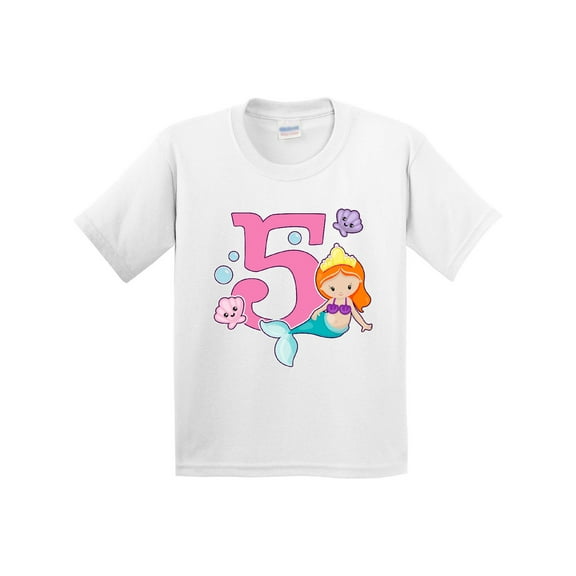 Inktastic I Am 5 Years Old Birthday with Mermaid Youth T-Shirt