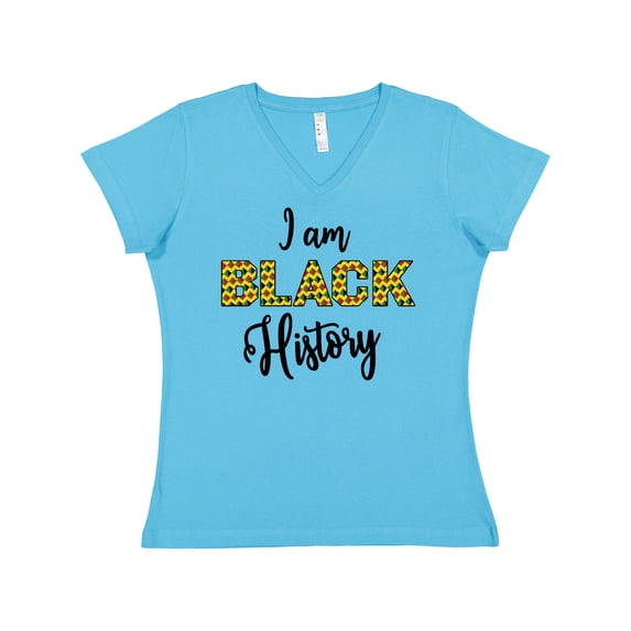 Inktastic I Am Black History Women's V-Neck T-Shirt