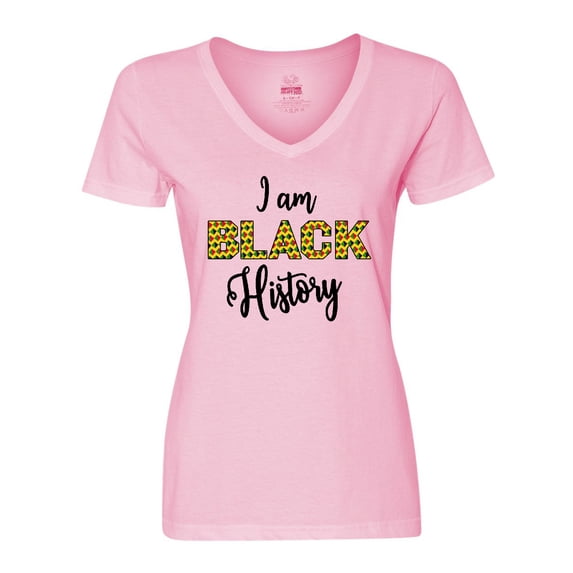 Inktastic I Am Black History Women's V-Neck T-Shirt