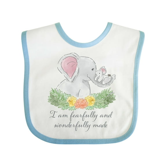 Inktastic I Am Fearfully and Wonderfully Made Cute Elephants Boys or Girls Baby Bib