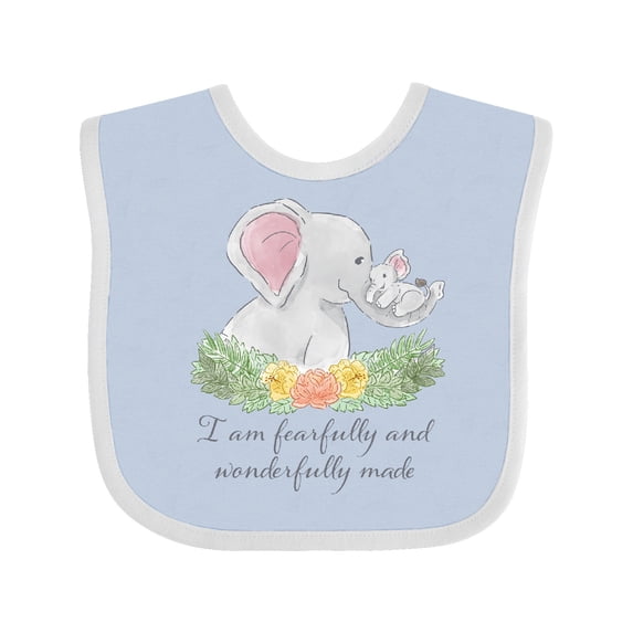 Inktastic I Am Fearfully and Wonderfully Made Cute Elephants Boys or Girls Baby Bib