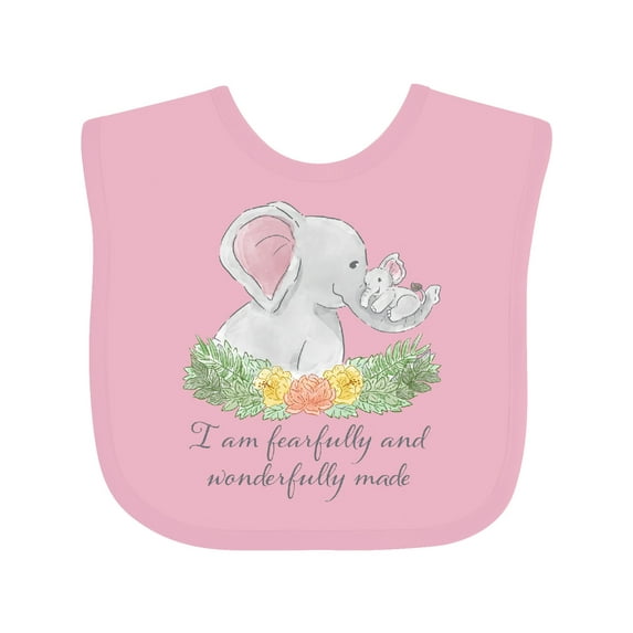 Inktastic I Am Fearfully and Wonderfully Made Cute Elephants Boys or Girls Baby Bib