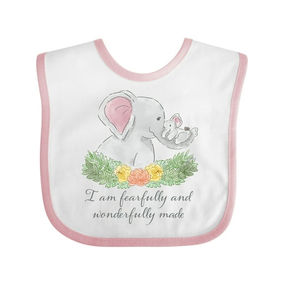 Inktastic I Am Fearfully and Wonderfully Made Cute Elephants Boys or Girls Baby Bib