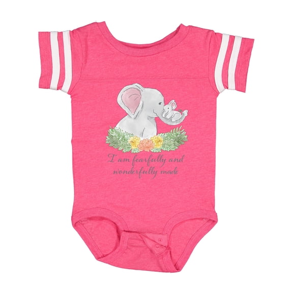 Inktastic I Am Fearfully and Wonderfully Made Cute Elephants Boys or Girls Baby Bodysuit