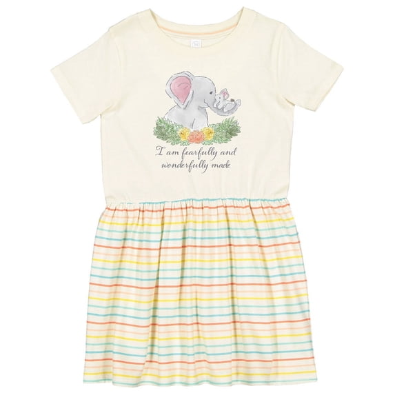 Inktastic I Am Fearfully and Wonderfully Made Cute Elephants Girls Toddler Dress