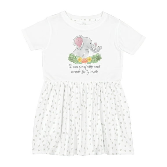 Inktastic I Am Fearfully and Wonderfully Made Cute Elephants Girls Toddler Dress