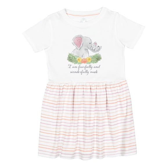 Inktastic I Am Fearfully and Wonderfully Made Cute Elephants Girls Toddler Dress